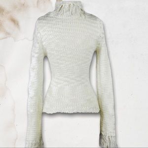 Fringed Cream Turtleneck Small